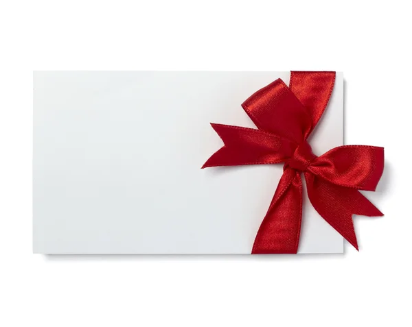 Red ribbon card note — Stock Photo, Image