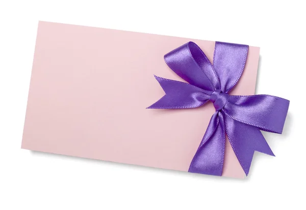 Ruban rose violet note de carte — Photo