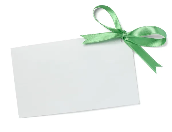 Green ribbon card note — Stock Photo, Image