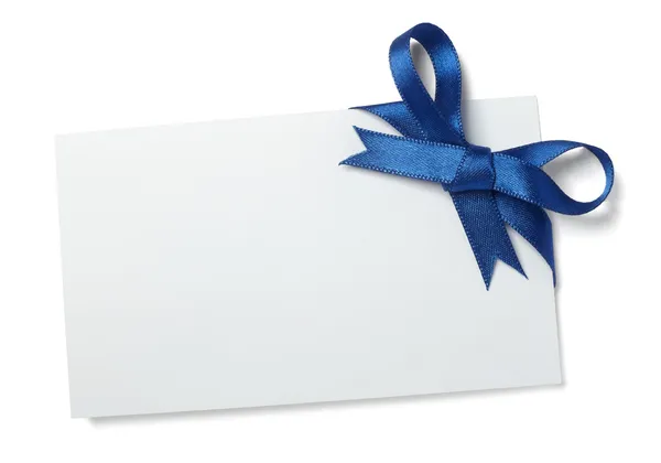 Blue ribbon card note — Stock Photo, Image