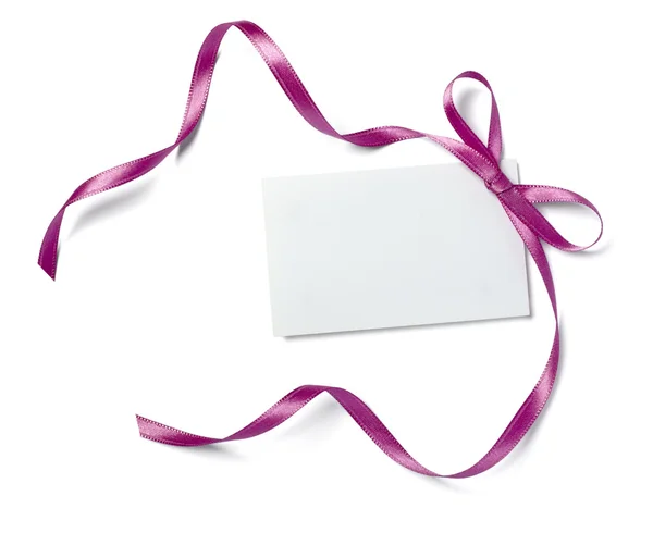 Nota de tarjeta de cinta rosa púrpura — Foto de Stock