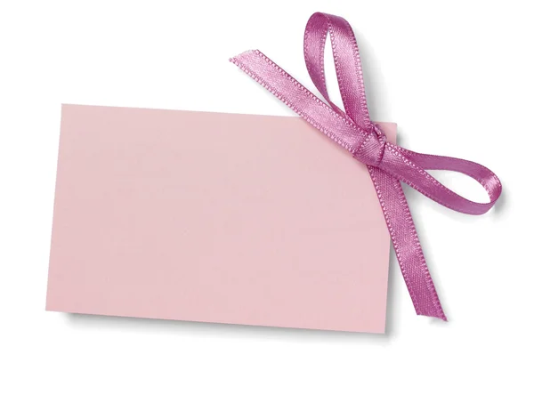 紫ピンク リボン カード注 — ストック写真