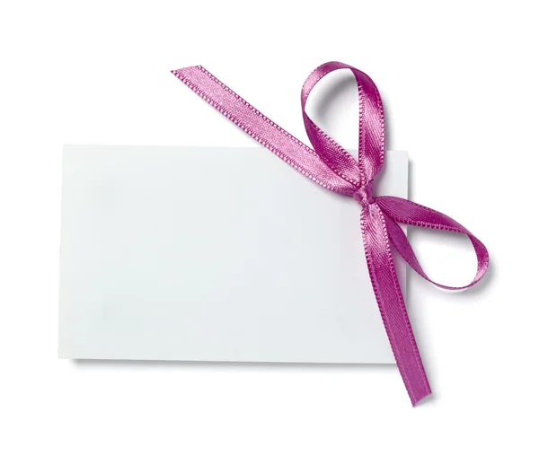 Nota de tarjeta de cinta rosa púrpura — Foto de Stock