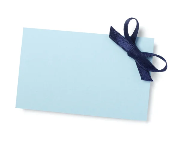 Κορδέλα μπλε κάρτα Σημείωση — Φωτογραφία Αρχείου