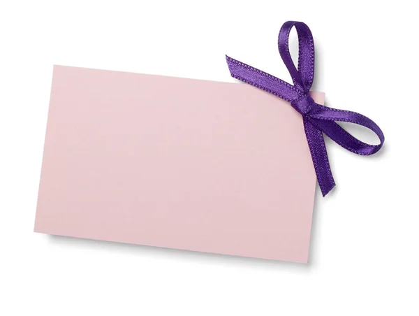 Fialová růžová stuha karta Poznámka — Stock fotografie