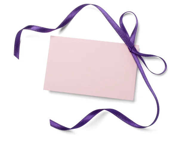 Paars roze lint kaart Opmerking — Stockfoto