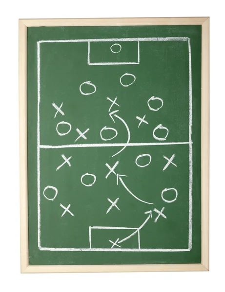 Tácticas de fútbol de aula de pizarra entrenador deportivo de equipo —  Fotos de Stock