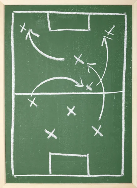 Tácticas de fútbol de aula de pizarra entrenador deportivo de equipo — Foto de Stock