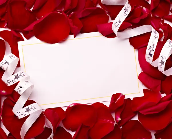 Gratulationskort Obs rosa kronblad fira jul kärlek — Stockfoto