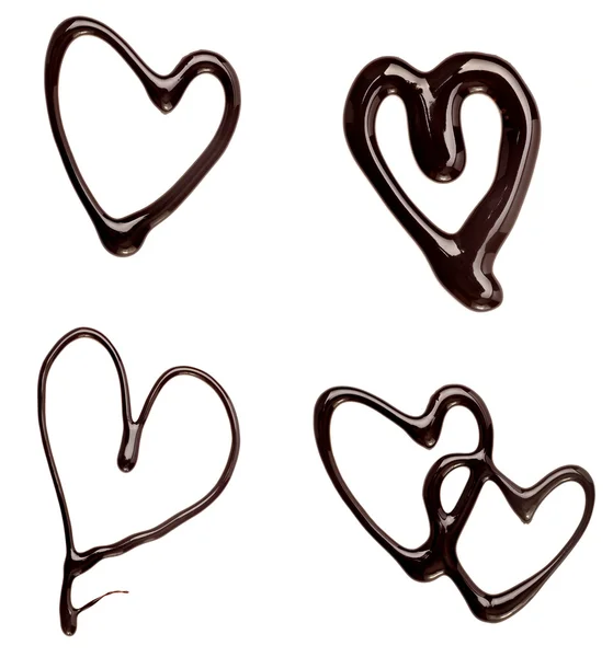 Jarabe de chocolate fugas forma de corazón amor comida dulce —  Fotos de Stock