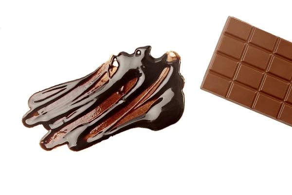 Chocolade siroop lekkende vlek vuile zoete voedsel — Stockfoto