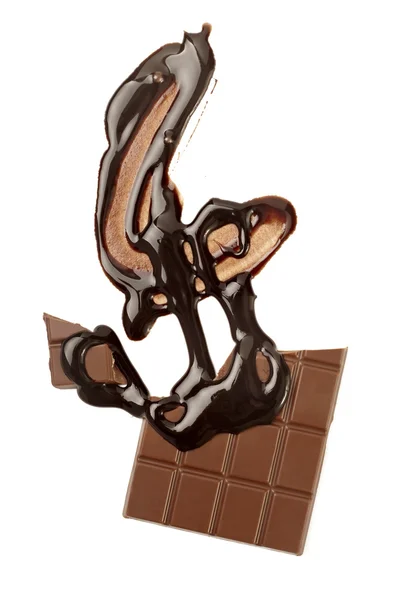 Jarabe de chocolate que gotea mancha comida dulce sucia —  Fotos de Stock