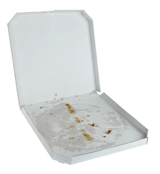 Embalagem de entrega de caixa de pizza fast food comido — Fotografia de Stock