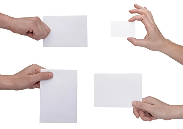 Hand holding blank message note — Stock Photo, Image