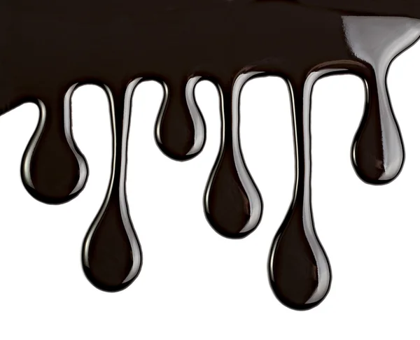 Chocolate syrup leaking stream sweet food — Stock Photo, Image