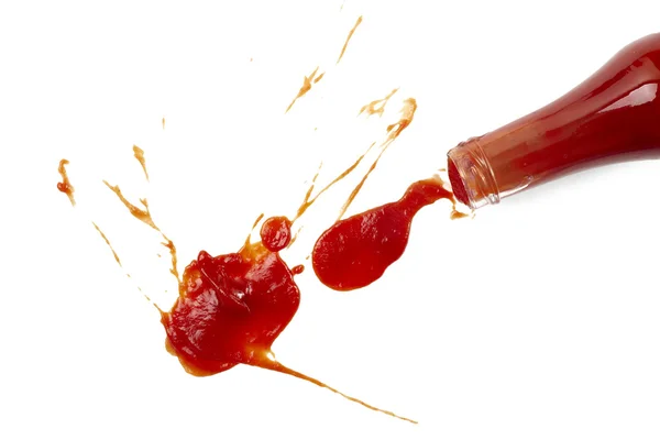 Kečup skvrnu špinavé, kořenící přísady potravin — Stock fotografie