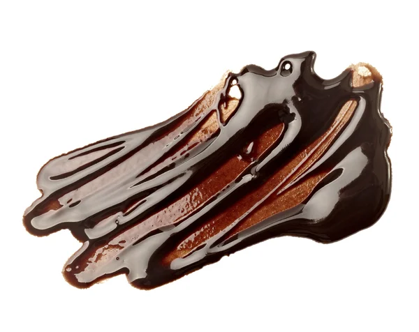 Sirop de ciocolată care scurge pata de alimente dulci murdare — Fotografie, imagine de stoc