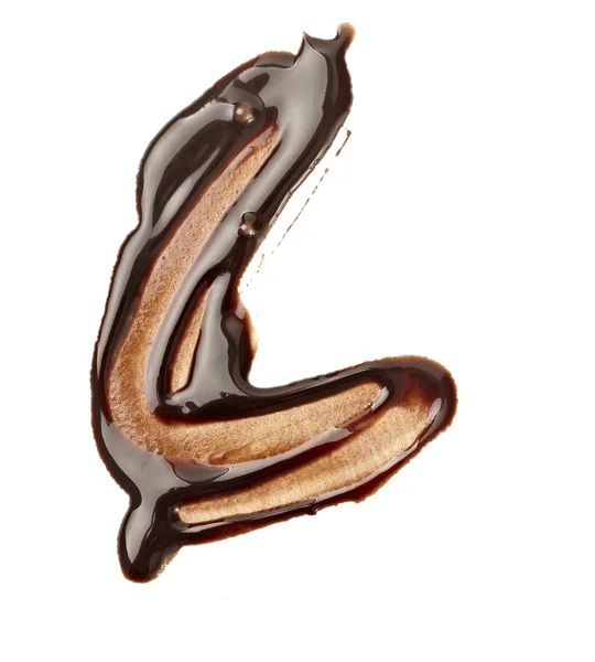 Schokoladensirup undicht Fleck schmutzige süße Nahrung — Stockfoto