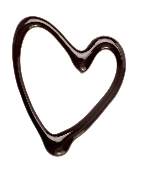 Choklad sirap läckande hjärta form älskar söt mat — Stockfoto