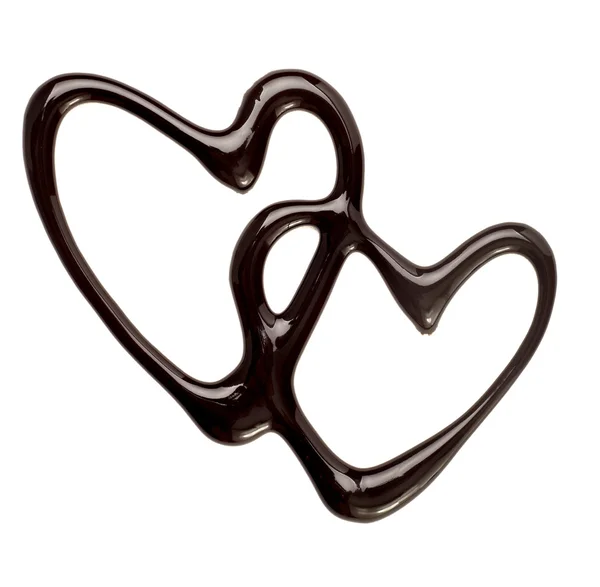 stock image Chocolate syrup leaking heart shape love sweet food