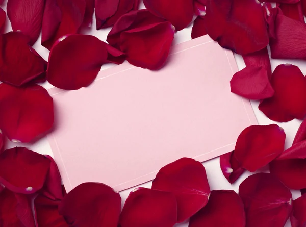 Biglietto di auguri nota petali di rosa celebrazione amore di Natale Immagine Stock