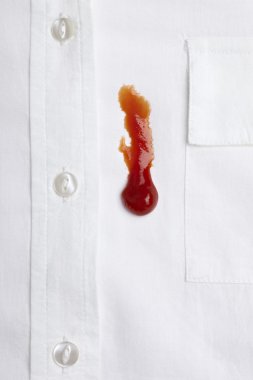 Ketchap stain white shirt accident clipart