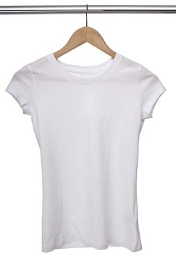 White t shirt on cloth hangers clipart