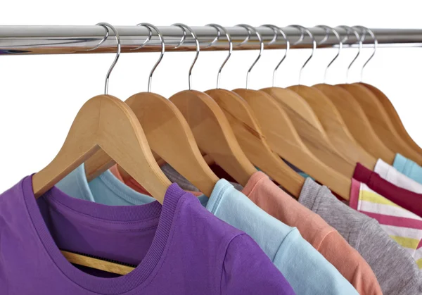 stock image T shirts on cloth hangers