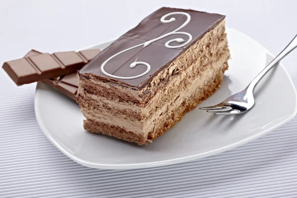 Gâteau au chocolat crème aliment sucré — Photo