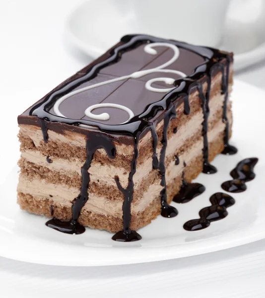 Gâteau au chocolat crème aliment sucré — Photo