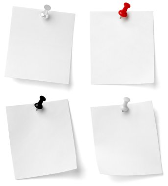 Push pin and note paper office business clipart