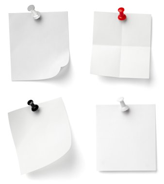 Push pin and note paper office business clipart