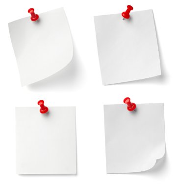 Push pin and note paper office business clipart