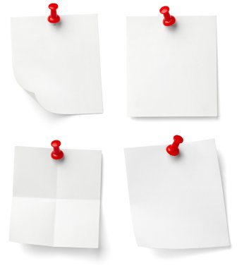 Push pin and note paper office business clipart