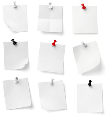 Push pin and note paper office business clipart