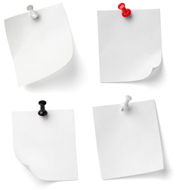 Push pin and note paper office business clipart