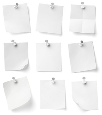 Push pin and note paper office business clipart