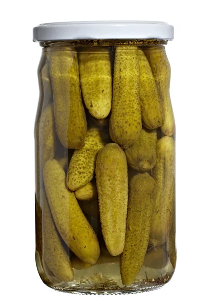 Pepino vegetal conservado em recipiente de vidro — Fotografia de Stock