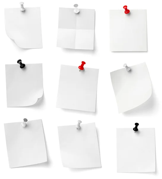 Push pins en Opmerking papier office business — Stockfoto