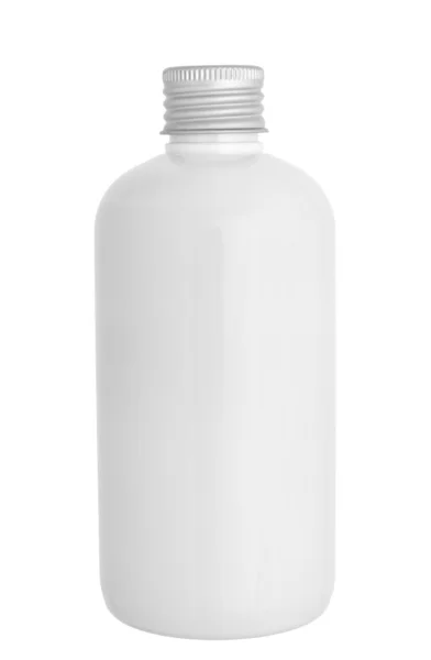 Witte fles container shampoo douchegel — Stockfoto