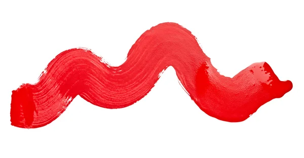 Röd färg linje spår och borste — Stockfoto