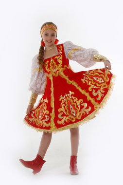Girl In Russian Traditional Clothing clipart