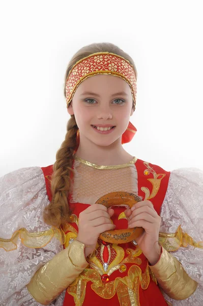 Fata în rusă îmbrăcăminte tradițională — Fotografie, imagine de stoc
