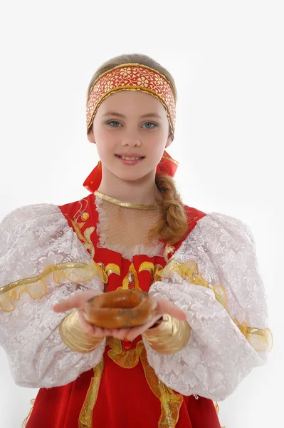 Flicka i ryska traditionella kläder — Stockfoto