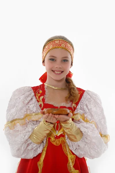 Girl In Russian Traditional Clothing — Stock Photo, Image