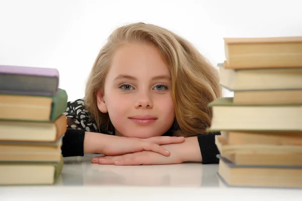 Studentin mit Büchern — Stockfoto