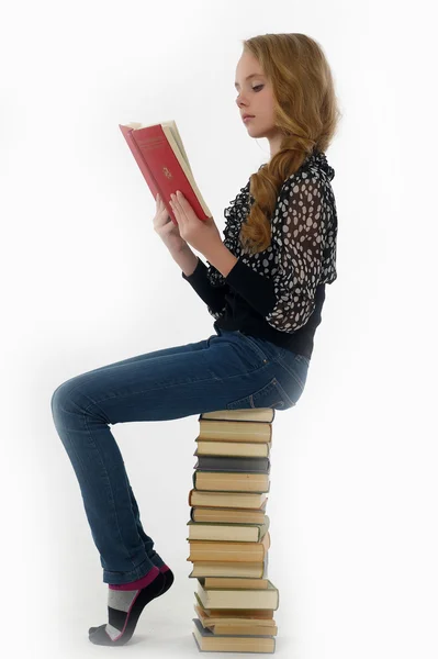 Studentin mit Büchern — Stockfoto
