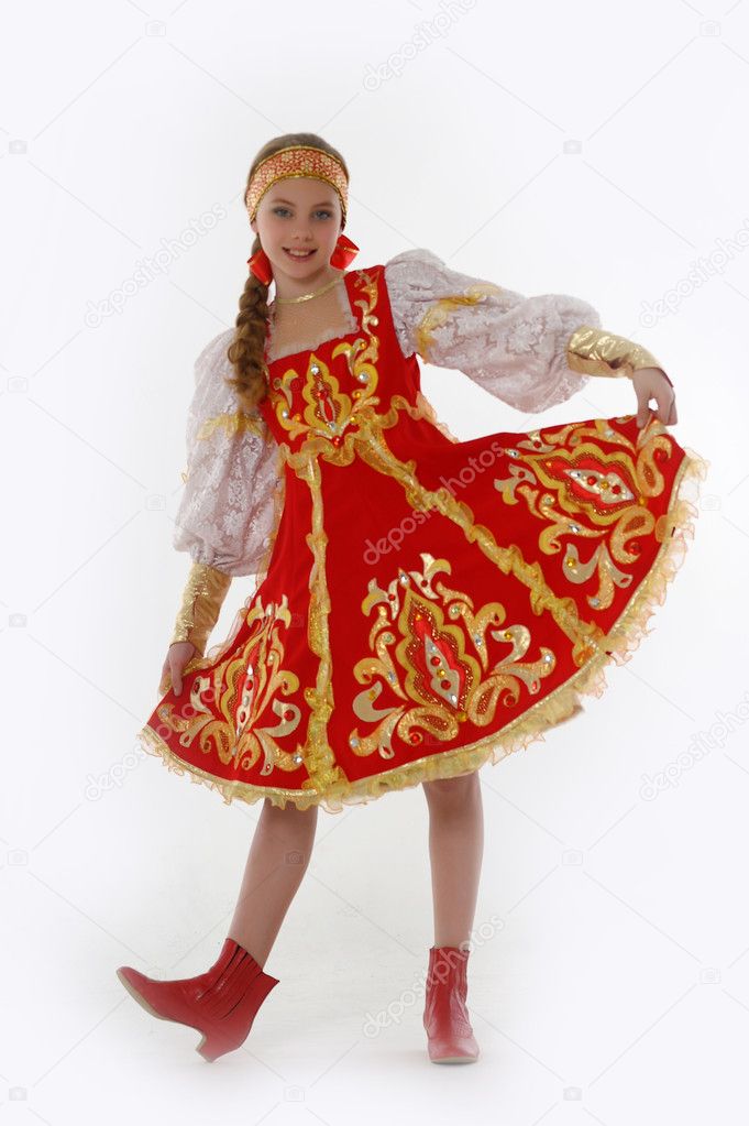 Girl In Russian Traditional Clothing Stock Photo, Picture and