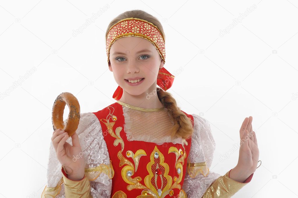 Girl In Russian Traditional Clothing Stock Photo, Picture and Royalty Free  Image. Image 14329977.