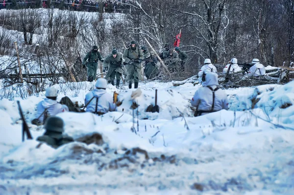 stock image Military historical reconstruction of World War II.